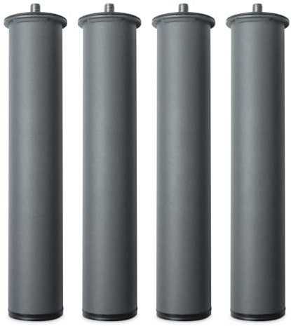 Homey - Lot de 4 Pieds pour sommier ou Base tapissée cylindriques filetés, Gris, Hauteur 27 cm