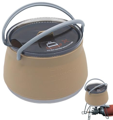 Hervidor de agua de viaje – de silicona | Hervidor plegable | Olla de agua portátil para agua hirviendo | Hervidor de silicona plegable | Hervidor de agua con tapa y asas para té y café