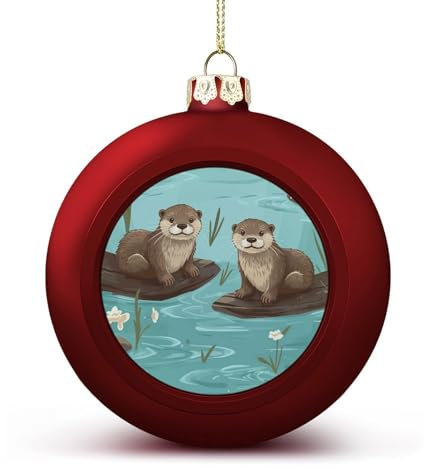 2024 Weihnachtskugel-Ornamente, 6,1 cm, bruchsichere Otter, Weihnachtsbaumschmuck, Kugeln, roter Stil, hängende Weihnachtsschmuck für Weihnachtsbaum, Feiertagsdekoration