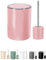 KW Ceramic Toilet Brush and Bathroom Bin Set (Soft Pink)