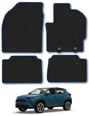 Fits Toyota Yaris Cross (2020+) [Full Hybrid] Carpet Car Floor Mats | Tailored Fit Carpet Floor Mats non Slip Grey Trim Full Coverage Compatible Accessory Front Rear Anti Slip Granulated Backing