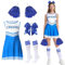 GUBOOM Cheerleader Kostüm Damen für Erwachsene, Cheerleaderkostüm Damen mit Cheerleader Pompoms, Haargummi, Socken, High School Cheerleader Kostüm für Verkleidung Cosplay Karneval Mottoparty (Blau, S)