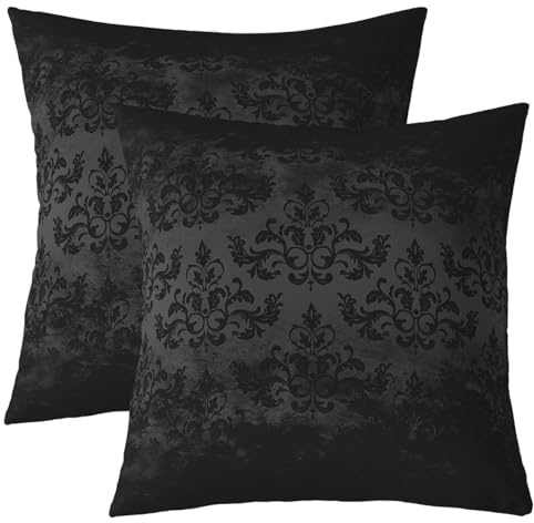 Homemissing Jacquard Kissenhülle Schwarz Damask 2er Set Kissenbezüge Kissenbezug für Kinder Jungen Mädchen Dekor Abstrakte Kissenbezüge 40x40cm Schwarz Dekokissen