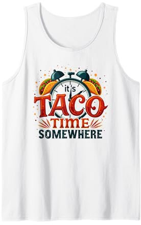 It's Taco Time Somewhere Lustiges Uhr-Taco-Design Tank Top