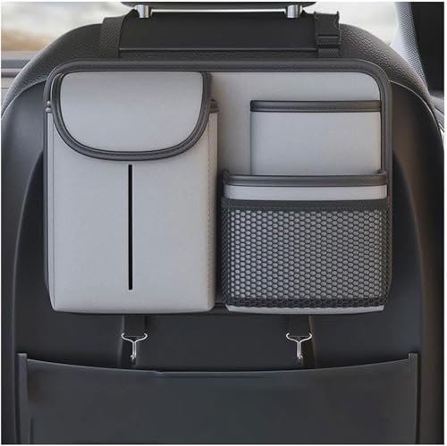 LJHGYUOAYT Auto-Rücksitz-Organizer Für Mercedes Benz EQA H243, Aufbewahrungstasche für den Rückenlehnenschutz aus Pu-Leder mit faltbarem Tablettzubehör,D/Grey