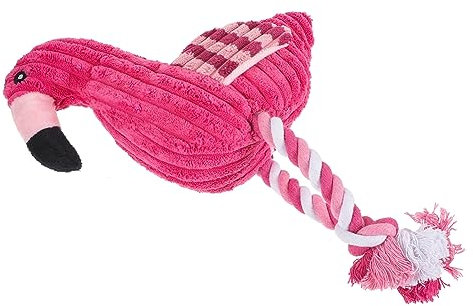 FONDOTIN Plüsch Quietschspielzeug Für Hunde Flamingo-Form Rosa Langlebig Interaktiv Ohne Füllung Für Drinnen Geeignet Fördert Das Kauverhalten Sorgt Für Stundenlangen Spielspaß