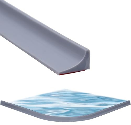 Riisoyu 1.5M Silikon Wasserstopper Dusche Schwallschutz, Selbstklebend Wassersperre für Küche und Bad Duschschutzleiste zur Abdichtung Wasserdamm für Duschtür und Waschbecken (Grau)