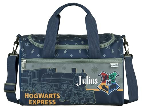 Undercover Sporttasche Kinder Harry Potter - Personalisiert mit Namen - Kleine Reisetasche Weekender Bag Mädchen Jungen (Grau)
