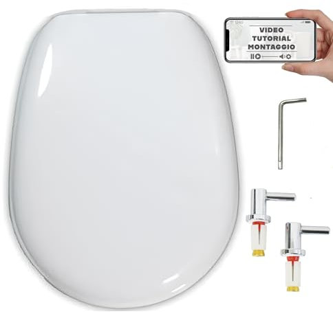 Copriwater per POZZI GINORI EASY / EASY02, Termoindurente, Bianco, Ideal standard, Sedile WC, ALTA QUALITA' - Tavoletta WC MADE IN ITALY (Classica)