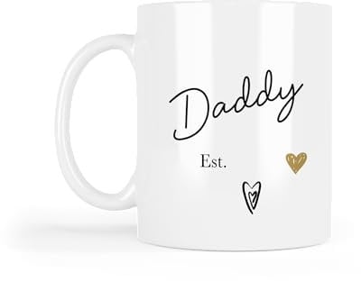 UNIQUEPGIFTS Personalised Daddy Mug, New Dad Gift, New Parent, Pregnancy Reveal, Christmas, Birthday Gifts for Him, White 11 Oz Mug (Any Year)