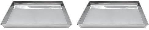 Pentole Agnelli COAL49/350 Teglia Rettangolare in Lega d'Alluminio 3003 con Orlo, Argento, 50 x 35 cm, 1 Pezzo (Confezione da 2)