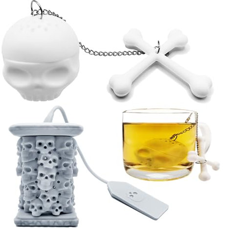 2PCS Tea strainers for Loose Tea, Cute Silicone Loose Tea Infuser, Unique Skull + Skull Tower Appearance,Reusable, Make Afternoon Tea time Fun