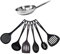 Fackelmann 9437050 Set de 1 poêle 20 cm en inox et 6 ustensiles, Poêle de cuisson, Poêle tous feux, Poêle induction, Poêle sans PFAS, Manche inox, Manche riveté, Acier inoxydable 18/8, Gris, 20 cm