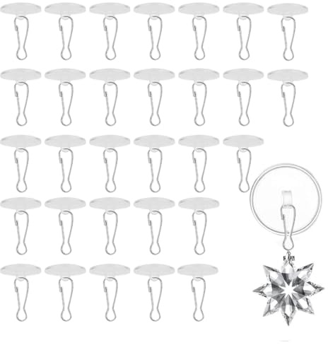 WUSJCOF 20 ganci autoadesivi da soffitto, ganci da soffitto senza forare, ganci adesivi con clip per asta portabandiera per camere da letto (trasparenti)