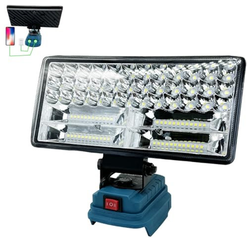 Dorehouse Akku Lampe für Makita 18V Akku, 90W 5400LM Led Arbeitsleuchte, Strahler Tragbares Flutlichter Baustellen Lampe,mit 2 USB für Camping, Autoreparaturen（Ohne Akku）