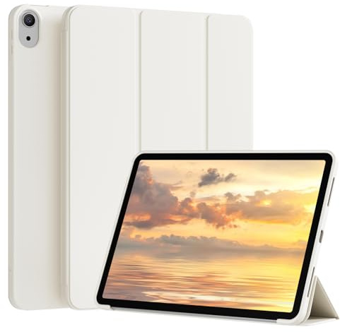 KTGGHG Case for iPad (A16) 11th Gen 11 2025 / 10th Gen 10.9, Cream White | Soft Shockproof TPU back Shell, Folio Stand Protective Cover, Supports Touch ID, Auto Wake/Sleep, Dual perspective