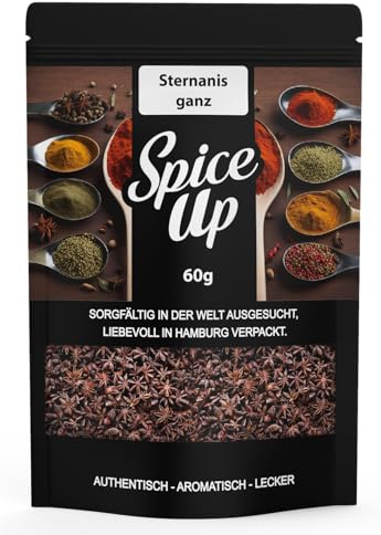 Spice Up Sternanis ganz 60g – Star Anis 60g – Ganze Sternanisfrüchte – 100% naturrein & intensiv aromatisch – Süßlich-würzig mit Lakritz-Note – Für Tee, Currys, Backen & Glühwein