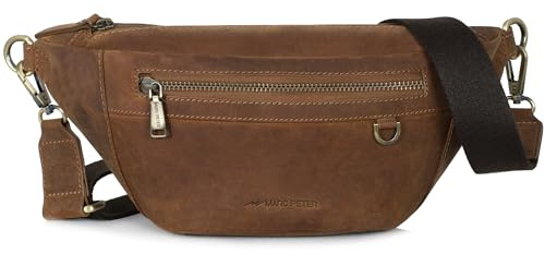 Marc Peter® Georgia Leder Bauchtasche | Gürteltasche Bauchtasche mit Wechselgurt | Crossbody Hüfttasche Leder | Hip Bag Leather Gürteltasche Crossbag Vintage Bräune