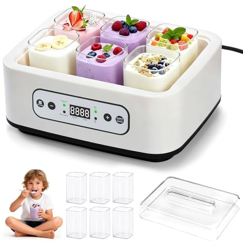 DWSZRWL Yogurt Maker Machine -Probiotic Yogurt Makers 36 Hour L Reuteri with Temperature Control & Adjustable Time,Curd Yoghurt Maker + 6 Cups with High Temperature Resistance and Easy Cleaning