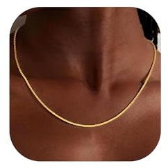 HARJJME Silberkette Damen 925 ohne Anhänger Gold Silber 925 Kette Damen 14K Vergoldete Chain Halskette Schmuck Geschenke für Frauen (Glänzendekette-Gold, 55CM)