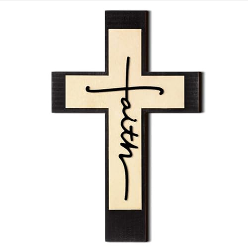 Kisstta Kreuz Wand zum Aufhängen, Holzkreuz Wand 16 * 10.3 inch, Jesus Kreuz, Christliche Dekoration Religiöse Heimdekoration, Kruzifix Wandkreuz für Firmung, Taufe, Kommunion (Schwarz 1)
