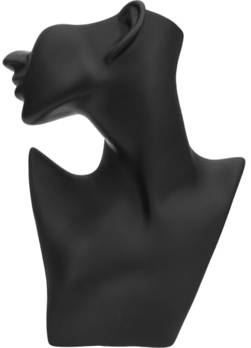 LIFKOME Expositor de Collares y Pendientes Medio Rostro Negro, Busto de Plástico para Exhibición de Joyas, Soporte Organizador para Accesorios en Tiendas y Tocadores, Modelo Maniquí