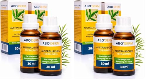 100 Prozent Reines Australisches Teebaumöl 60 ml (2x 30 ml) zur Haut-Pflege Reinigung, gegen Pickel, Schuppen und Mitesser (Packung mit 2)