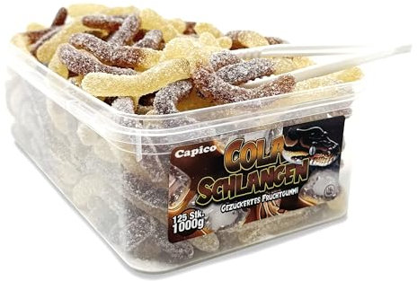 Capico Cola-Schlangen gezuckertes Fruchtgummi (1000g) in Dose, Halal