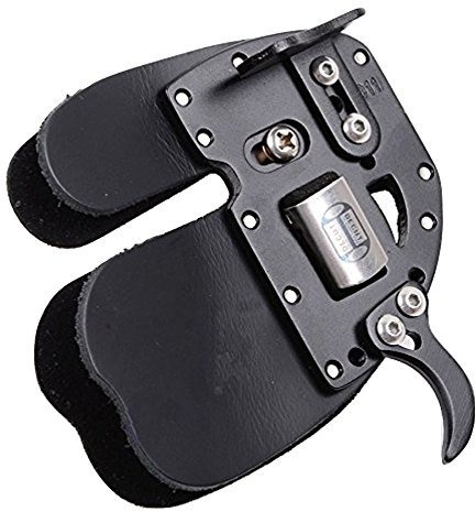 Decut New RUGBII Bogenschießen Finger Tab Wache Leder Einstellbare (groß (rote Platte), Left)