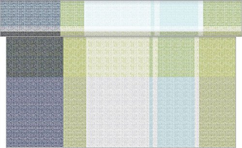 Sovie Home Tischläufer Marc in Kiwi-BLAU 40 cm x 4,80 m aus Linclass® Airlaid, 1 Stück, modernes Karo Design, perforiert alle 30 cm, reißfest, weich, dekorativ und umweltfreundlich