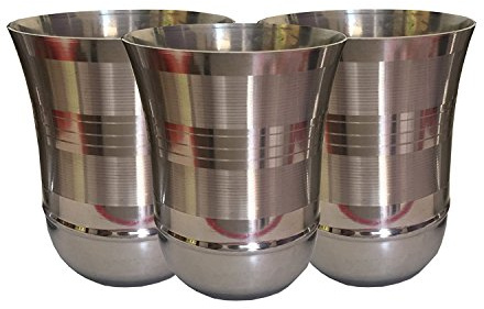 Premium grade bicchieri in acciaio INOX (3 pezzi) in acciaio INOX, vetro, Chilling boccali da birra, multiuso, in acciaio, vetro, metallo spazzolato bere occhiali