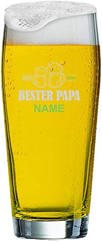 Mein Cristal GmbH Willi Taza con individueller Father de Grabado – 0,5 l Brillante Cerveza Cristal con Logotipo Grabado. y Nombres [] su elección.