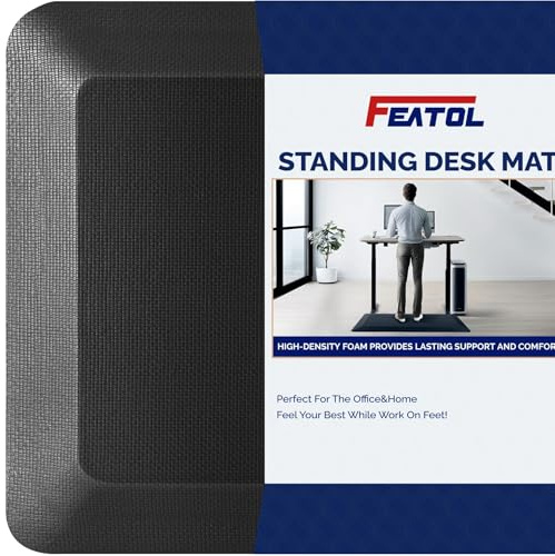 FEATOL Anti Fatigue Mat for Standing, 9/10 Extra Thick Ergonomic Standing Desk Mat, Comfort Memory Foam Standing Mat at Home,Office All Day (20 x 32, Black, 1PC)