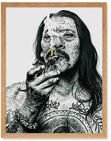 Wee Blue Coo Danny Trejo Tattoo Inked Ikons Wayne Maguire Gerahmter Druck 30x40 cm