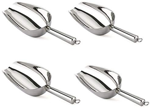 TeamFar Eisschaufel, 5 Unzen Edelstahl Metall Lebensmittelschaufel Schaufel für Küche Bar Party Hochzeit Heavy Duty & Gesund, spiegelnde Oberfläche & glatte Kante, spülmaschinenfest - 4 Stück