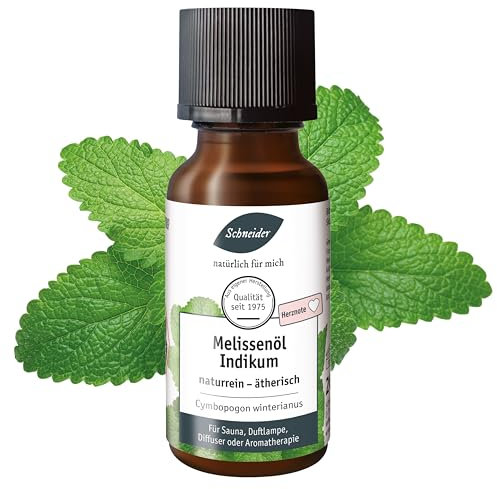 Saunabedarf Schneider Ätherisches Öl - Melisse - natürlicher Raumduft, Beruhigend & Belebend - Massage, Sauna & Diffuser, 20ml
