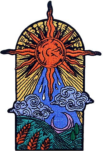 Aufnäher, bestickt, Design: Die Sonne, zum Aufbügeln oder Aufnähen