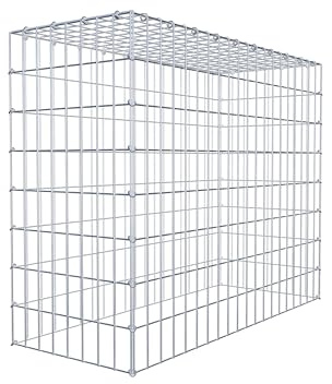 GABIONA Gabione zur Erweiterung (L x H x T cm: 100 × 80 × 40) – Steinkorb aus 4 mm Draht, C-Ring Verschluss mit Gratis-Zange – für Erweiterung in der Höhe, ohne Bodengitter – Gabionenzaun