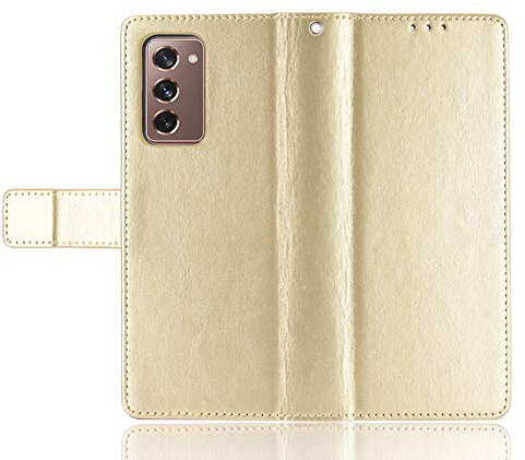 BELLA BEAR Coque pour Samsung Galaxy Z Fold 2 5G Cover[Fente pour Carte][Fonction Stand][Couverture à Rabat Magnétique] Convient à la Coque Galaxy Z Fold2 5G(d'or)