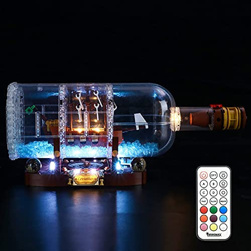 BRIKSMAX Led Beleuchtungsset für Lego Ideas Schiff in Flasche - Compatible with Lego 21313 Bausteinen Modell - Ohne Lego Set(Fernbedienung Version)
