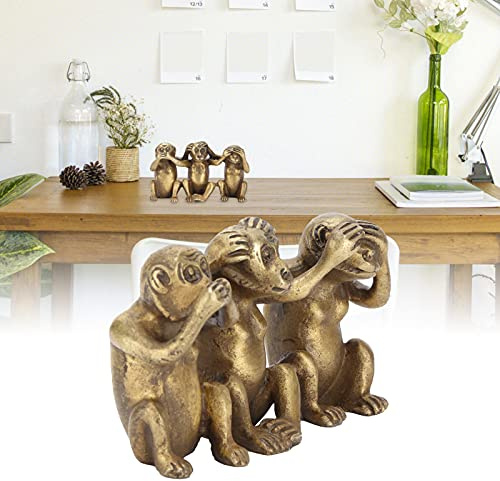 3 Weise Affen Statuen, DREI Affen Statue Harz Chinesische Fengshui Dekorationen Affenfiguren Zuhause Dekorativ für Büro für Zuhause