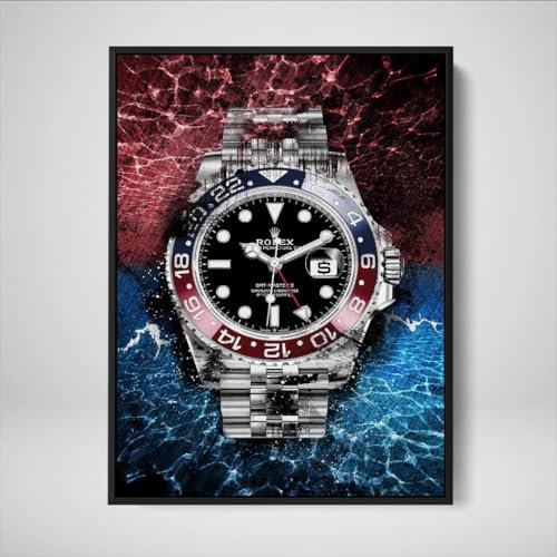 DEVICI Gerahmte Wandbilder – Rolex GMT-Master II Pepsi – Gerahmte Wandbilder Wohnzimmer, Büro, Bilder Leinwand, Poster & Kunstdrucke, Gerahmte Wanddekoration Wohnzimmer