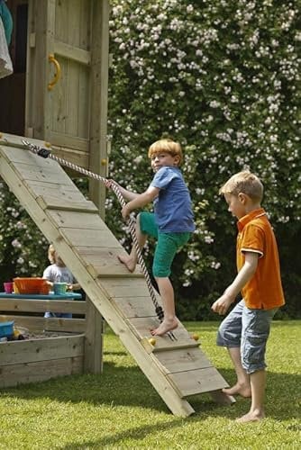 Gartenwelt Riegelsberger Kletterrampe mit Seil für Podesthöhe 150 cm aus Lärche Anbaumodul für Spieltürme und Stelzenhäuser