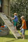 Gartenwelt Riegelsberger Kletterrampe mit Seil für Podesthöhe 150 cm aus Lärche Anbaumodul für Spieltürme und Stelzenhäuser