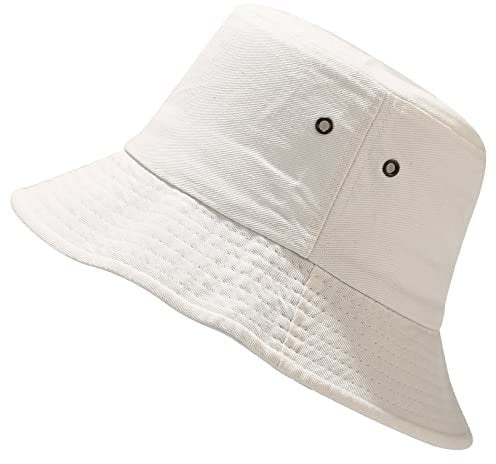Malaxlx Damen Weiß Fischerhut Bucket Hat Anglerhut Fischerhüte Sonnenhut Sommerhut Faltbarer Draussenhut