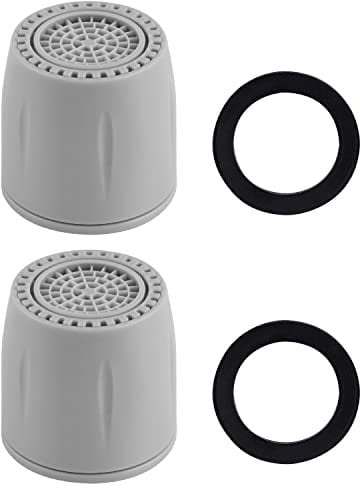 Hibbent 2 Pcs Dual Function 2-Flow Kitchen Sink Tap Aerator, Easy Change from Soft Bubble Stream to Strong Sprayer for Different Washing by a Twist, 22mm Female Thread -Plastic(FM22)-Grey