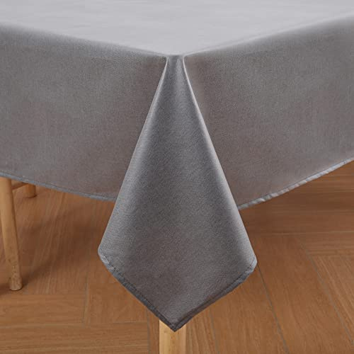 Homaxy Leinenoptik Tischdecke Abwaschbar Lotuseffekt Eckig 140x220cm Dunkelgrau