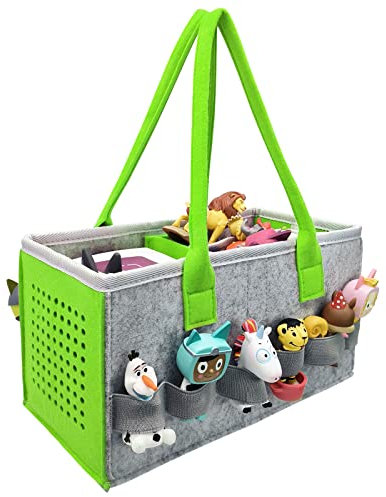 Speziell für die Toniebox entwickelte Tragetasche, tote bag, Zum Transport und Schutz von Tonie Starter Set und Zubehör, fasst 20-30 Tonie-Digitalpuppen (grün)