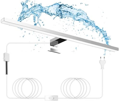 Hommie LED Spiegelleuchte Bad, 60CM Spiegelleuchte mit Schalter 15W 1200Lm 4000K Neutralweiß Spiegellampe Badezimmer 230V, Spiegellampen Spiegel Badezimmerschrank, IP44 Wasserdicht Badspiegelleuchte