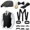 WEARXI 20er Jahre Herren Accessoires, Mafia Karneval Kostüm Herren, Peaky Blinders Kostüm, 20er Jahre Accessoires, Fasching Kostüme Herren Hosenträger Herren Kostüm Set Deko (Schwarz-2, XL)